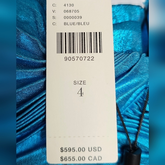 Blue Acler Larimer Long-Sleeve V-Neck Pleated Maxi sz 4 Open Back Asymmetrical - Picture 14 of 15